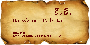 Balkányi Beáta névjegykártya