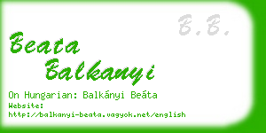 beata balkanyi business card